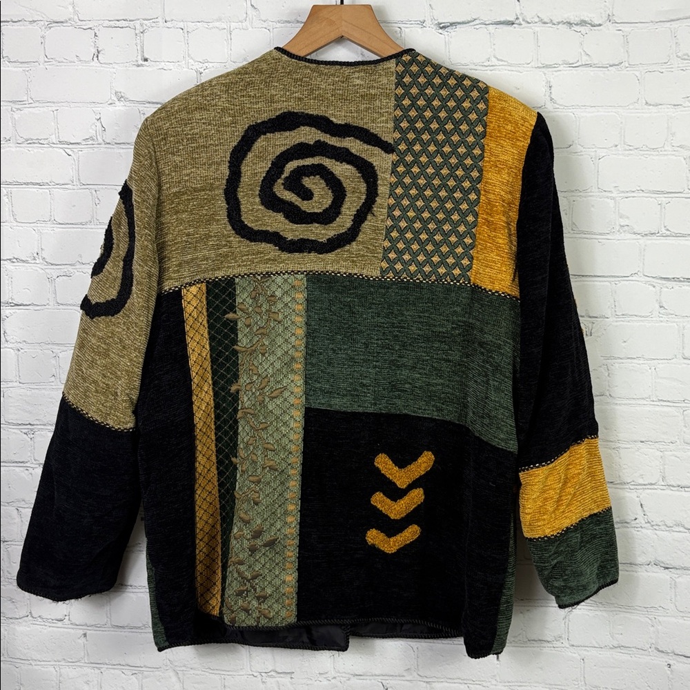Indigo Moon Wearable Art Patchwork Jacket Size Me… - image 2